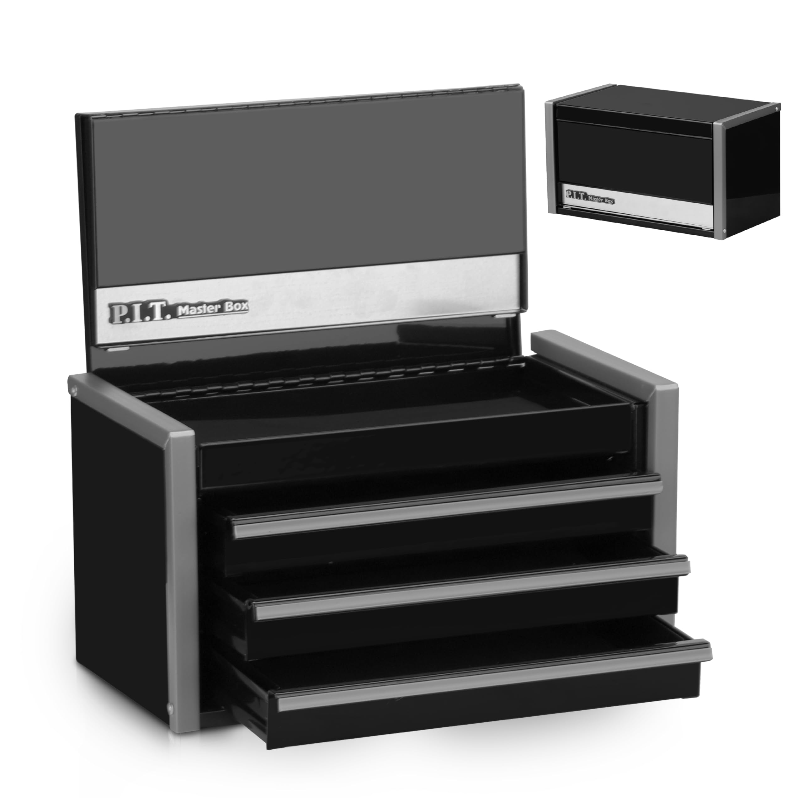 P.I.T. Mini Black Portable Tool Box with Magnetic Locking